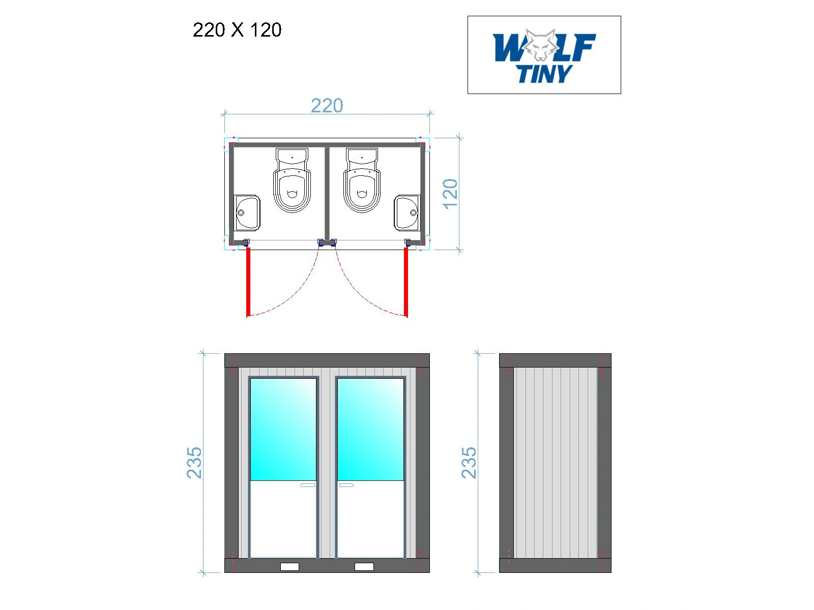 120x220 Lichtdurchlässigen WC WC (DE)